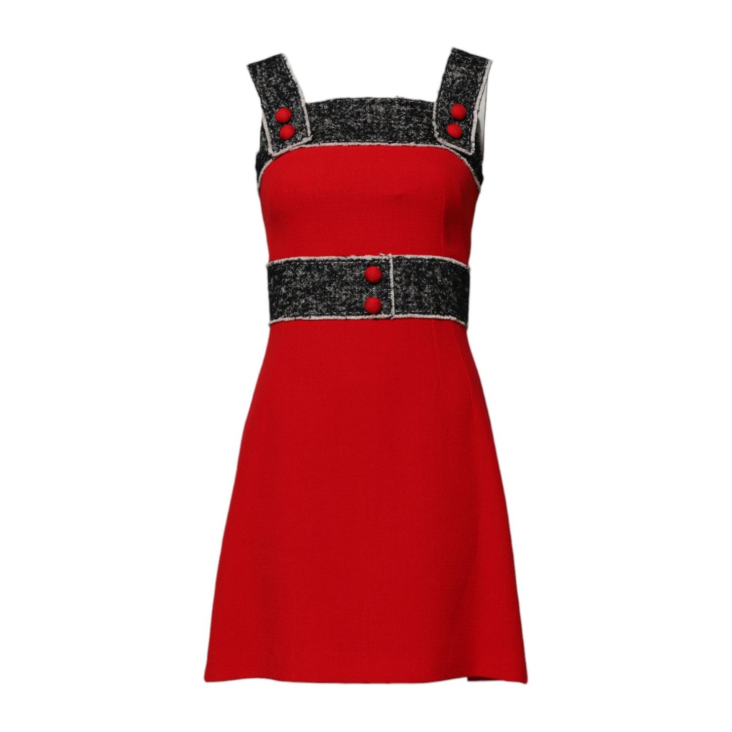 Dolce & Gabbana Red Wool Sleeveless A-line Flared Mini Dress