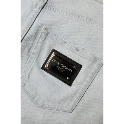 Dolce & Gabbana Light Blue Washed Denim Cotton Hot Pants Shorts