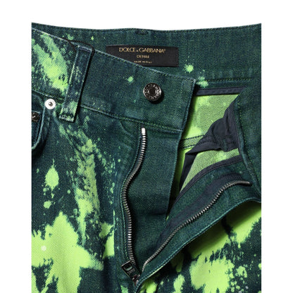 Dolce & Gabbana Green Color Splash High Waist Denim Jeans