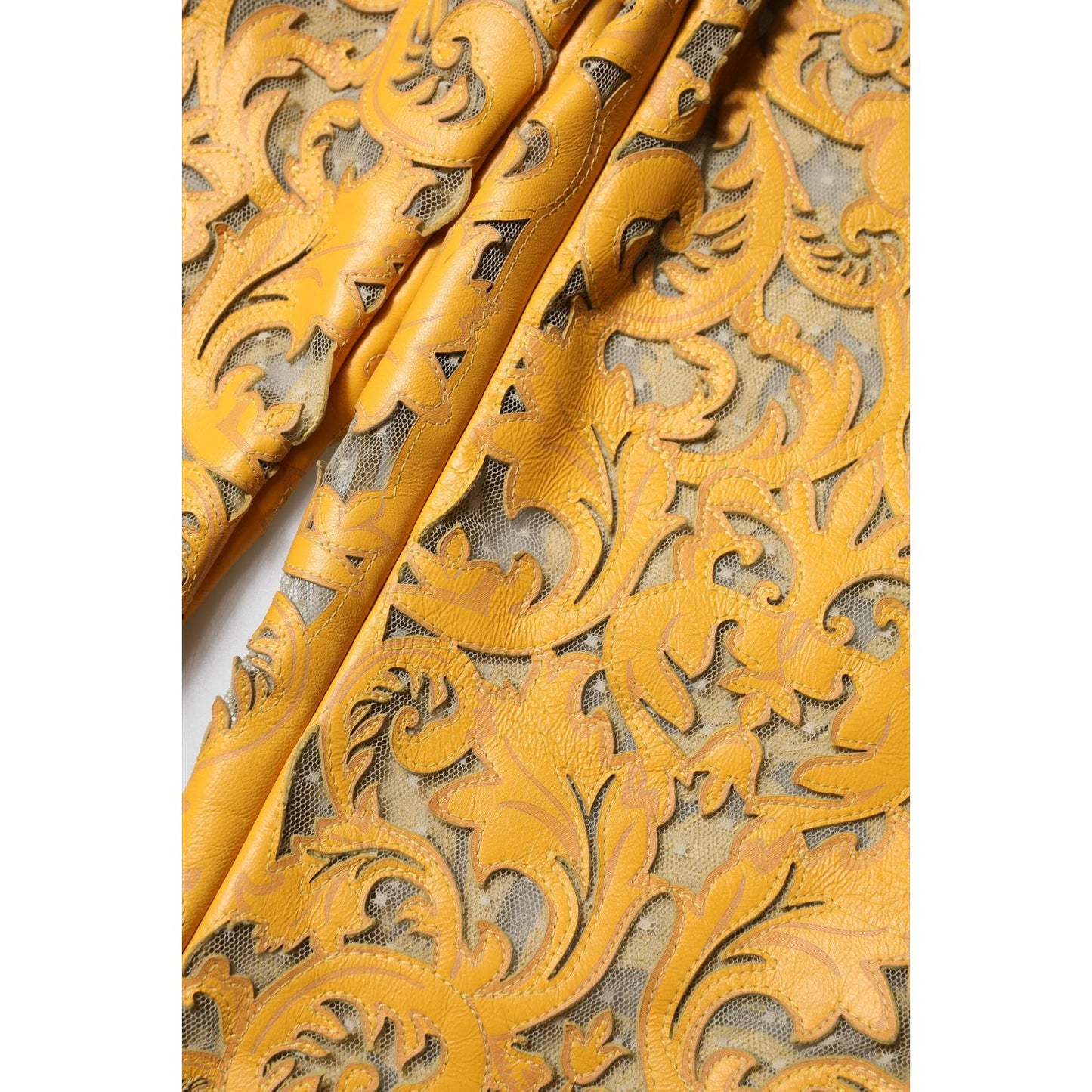 Dolce & Gabbana Yellow Floral Lace Mid Waist Capri Pants