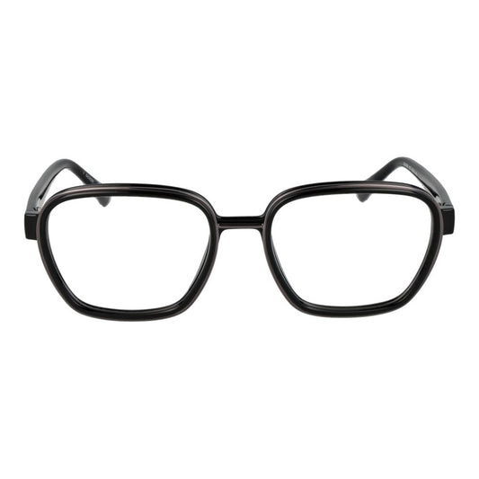 Guess Black Men Glasses Frame, black square full-rim plastic eyewear, 53-18-145, with demo lenses, spring hinge, branded case included.