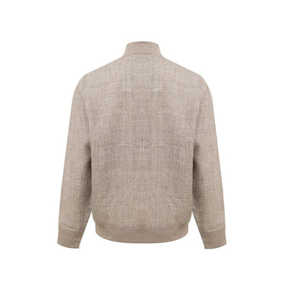Gran Sasso Beige Linen Biker Jacket