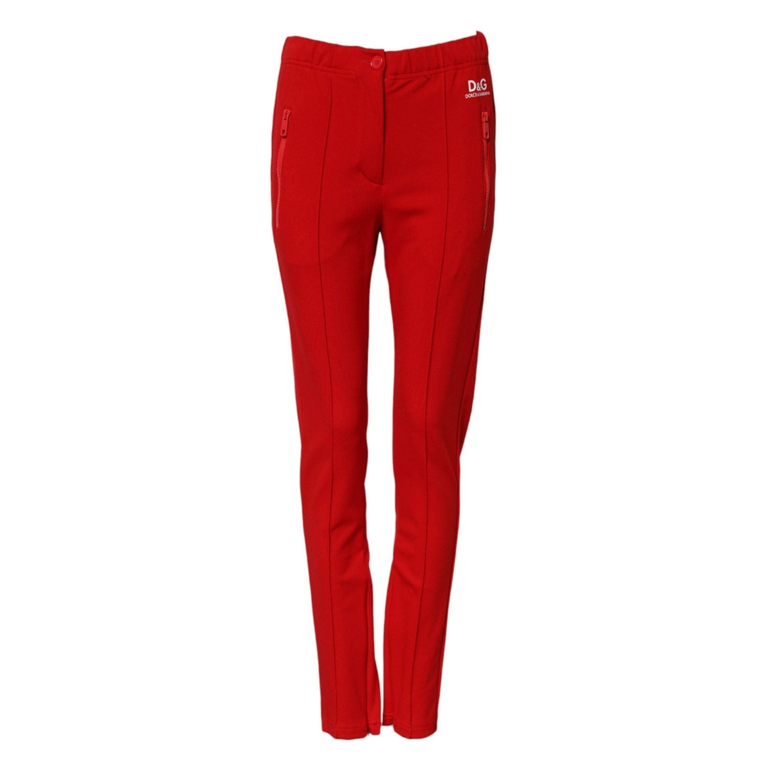 Dolce & Gabbana Red Mid Waist Slim Fit Pants