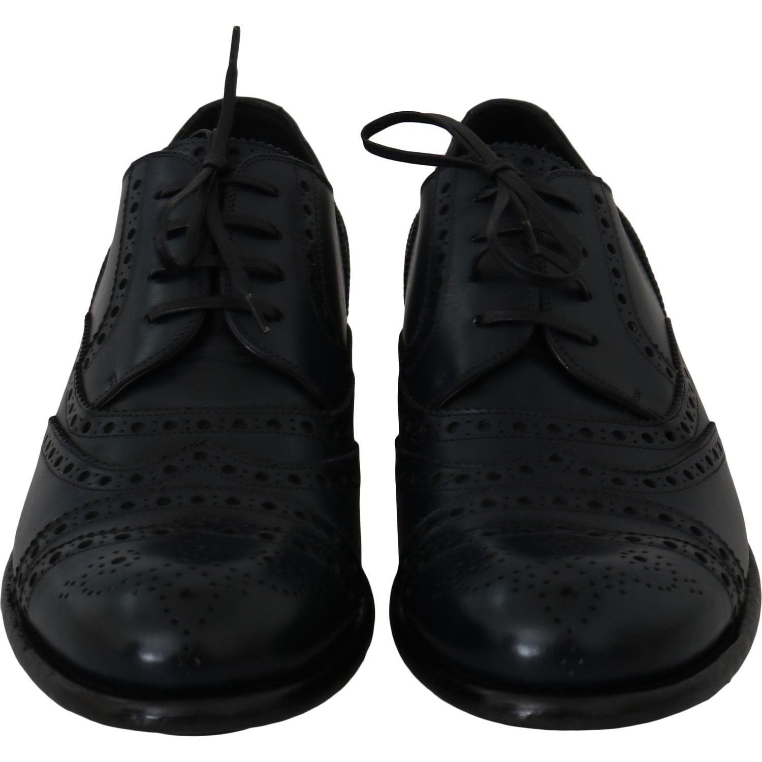 Dolce & Gabbana Dark Blue Leather Wingtip Oxford Dress Shoes