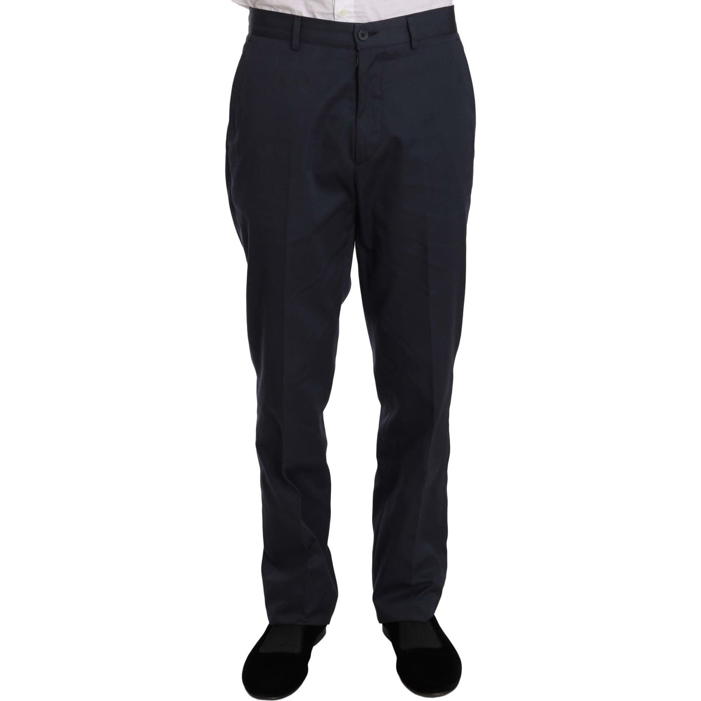 Romeo Gigli Two Piece 3 Button Cotton Blue Solid Suit Suit