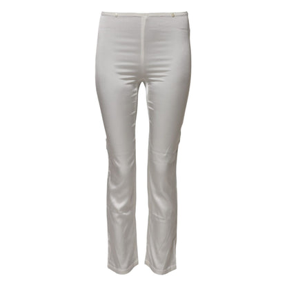 Dolce & Gabbana Ivory Silk Tapered High Waist Pants