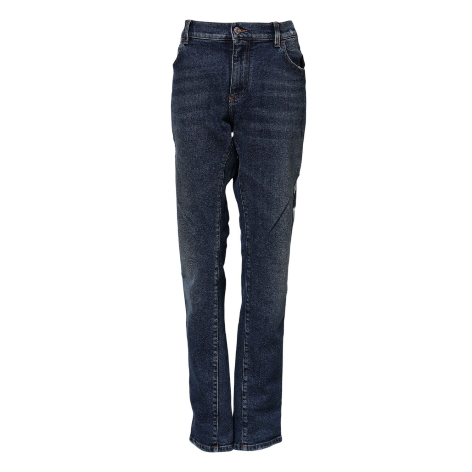 Dolce & Gabbana Blue Cotton Mid Waisted Straight Denim Jeans
