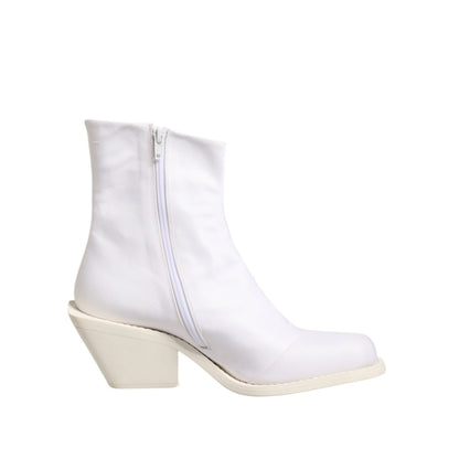 Maison Margiela White Square Heel Zip Ankle Boots Shoes