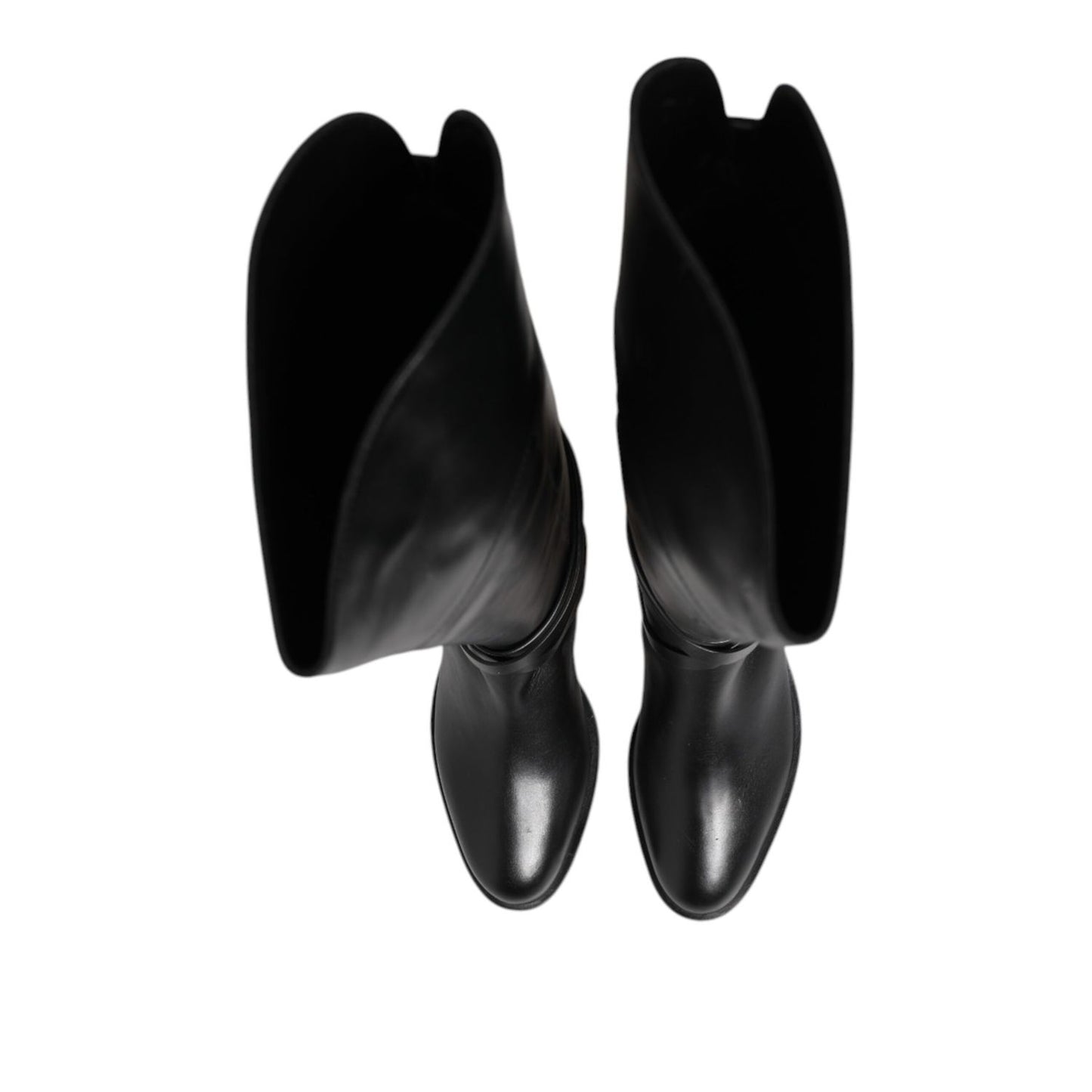 Elisabetta Franchi Black Leather Buckled High Boots Shoes