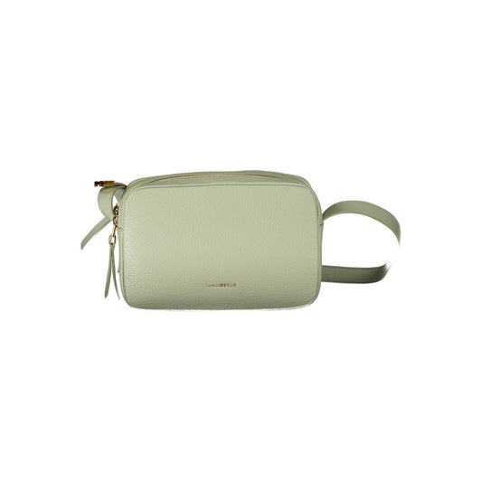 Coccinelle Green Leather Handbag with adjustable shoulder strap, two compartments, and zip closure.