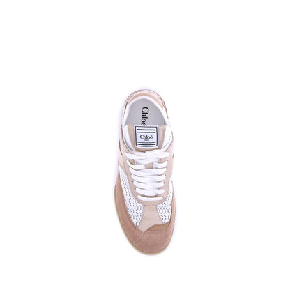 Chloé Beige Calf Leather Bos Taurus Low Top Sneakers