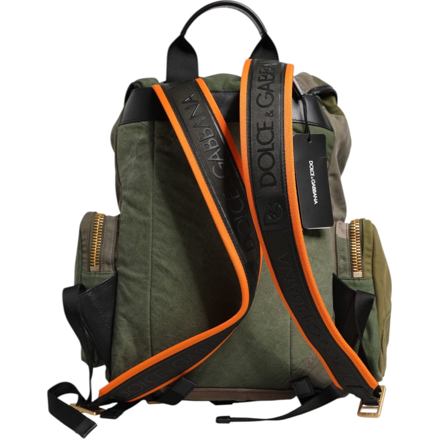 Dolce & Gabbana Military Green Patchwork Rucksack Backpack Bag