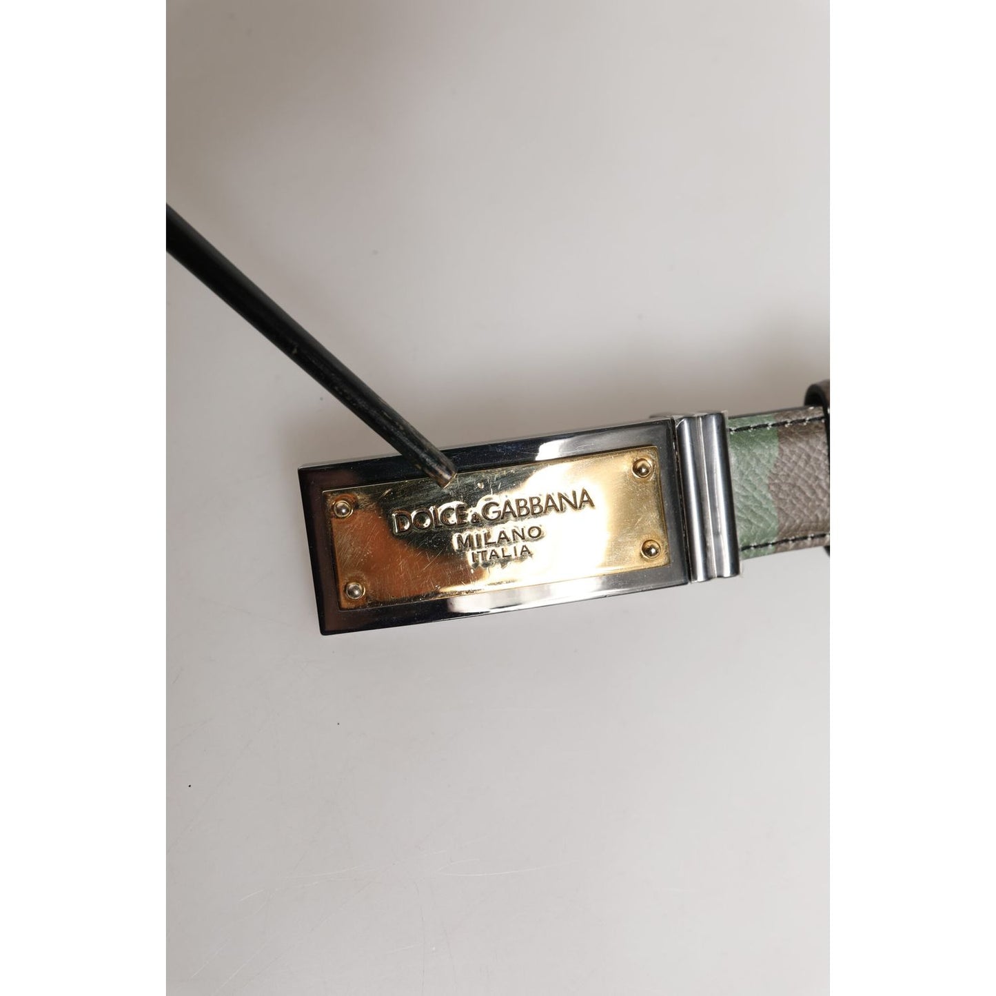 Dolce & Gabbana Multicolor Camouflage Metal Logo Buckle Belt