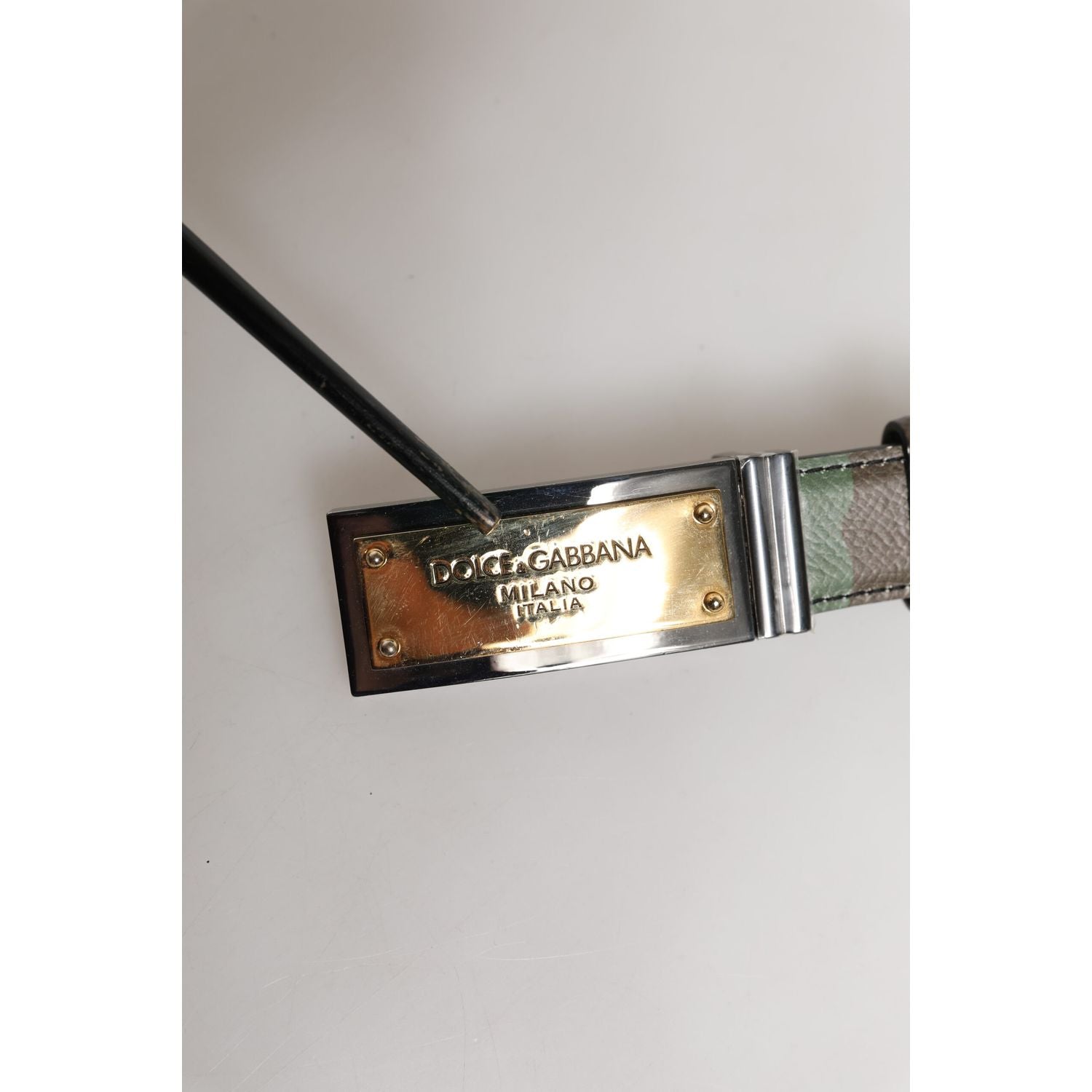 Dolce & Gabbana Multicolor Camouflage Metal Logo Buckle Belt