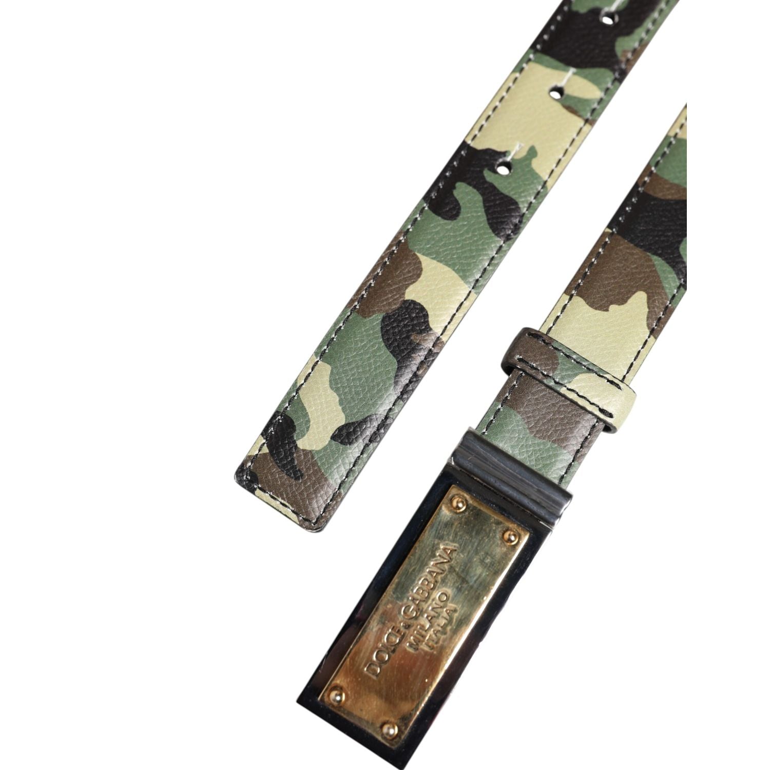 Dolce & Gabbana Multicolor Camouflage Metal Logo Buckle Belt