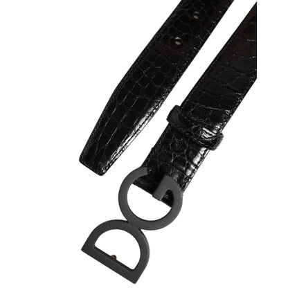 Dolce & Gabbana Black Leather Classic Metal DG Buckle Belt