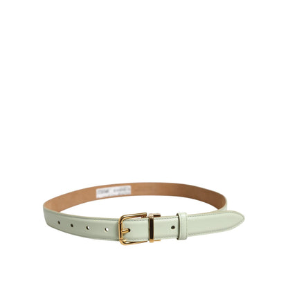 Dolce & Gabbana Light Green Leather Gold Metal Buckle Belt