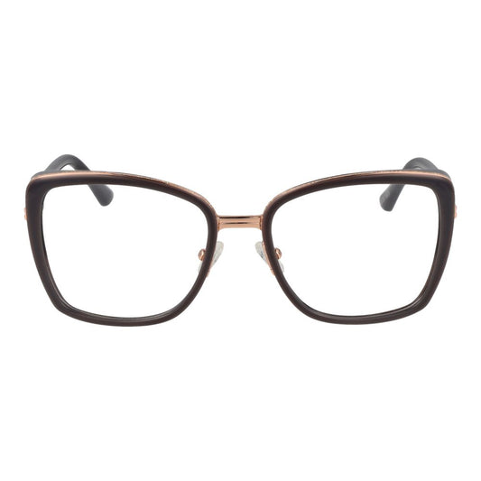 Guess Gray Women Glasses Frame with metal full-rim butterfly style in grey, size 54-18-135, includes branded case.