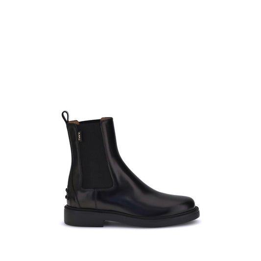 Tod's Black Calf Leather Bos Taurus Chelsea Boots