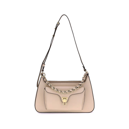 Coccinelle Beige Calf Leather Bos Taurus Shoulder Bag