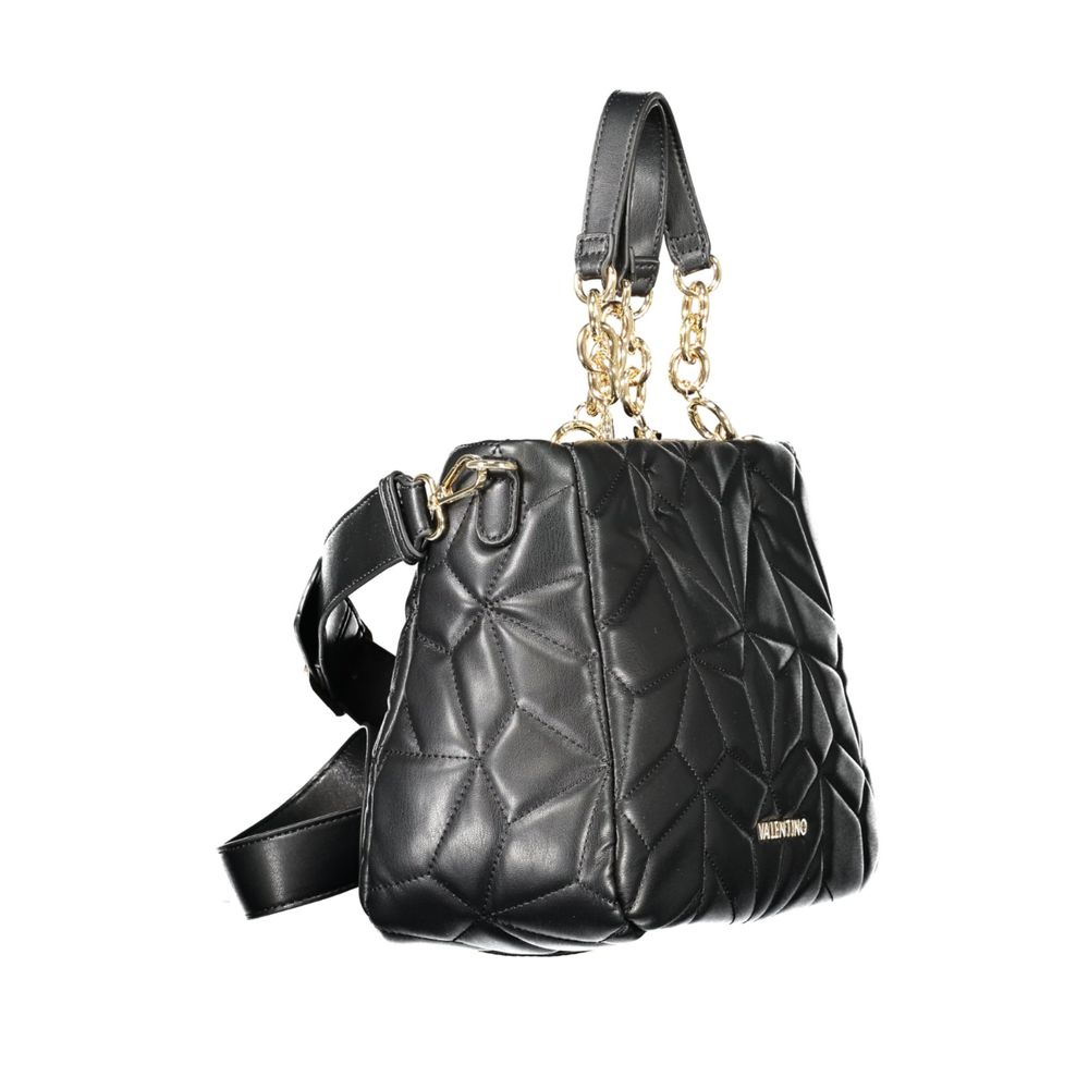 Mario Valentino Black Polyethylene Women Handbag with chain handles and adjustable strap