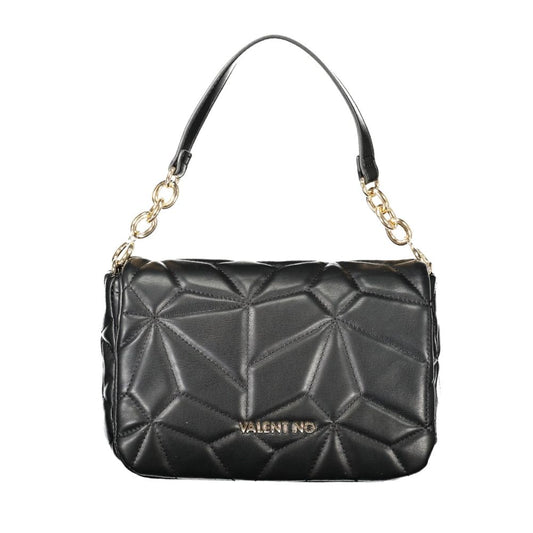 Mario Valentino Black Polyethylene Women Handbag with chain handle and quilted design.