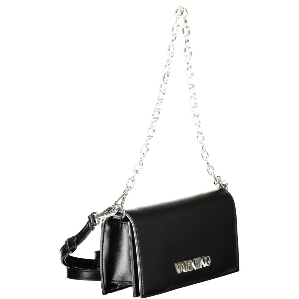 Alt Tag: Mario Valentino Black Polyethylene Women Handbag with chain and adjustable strap
