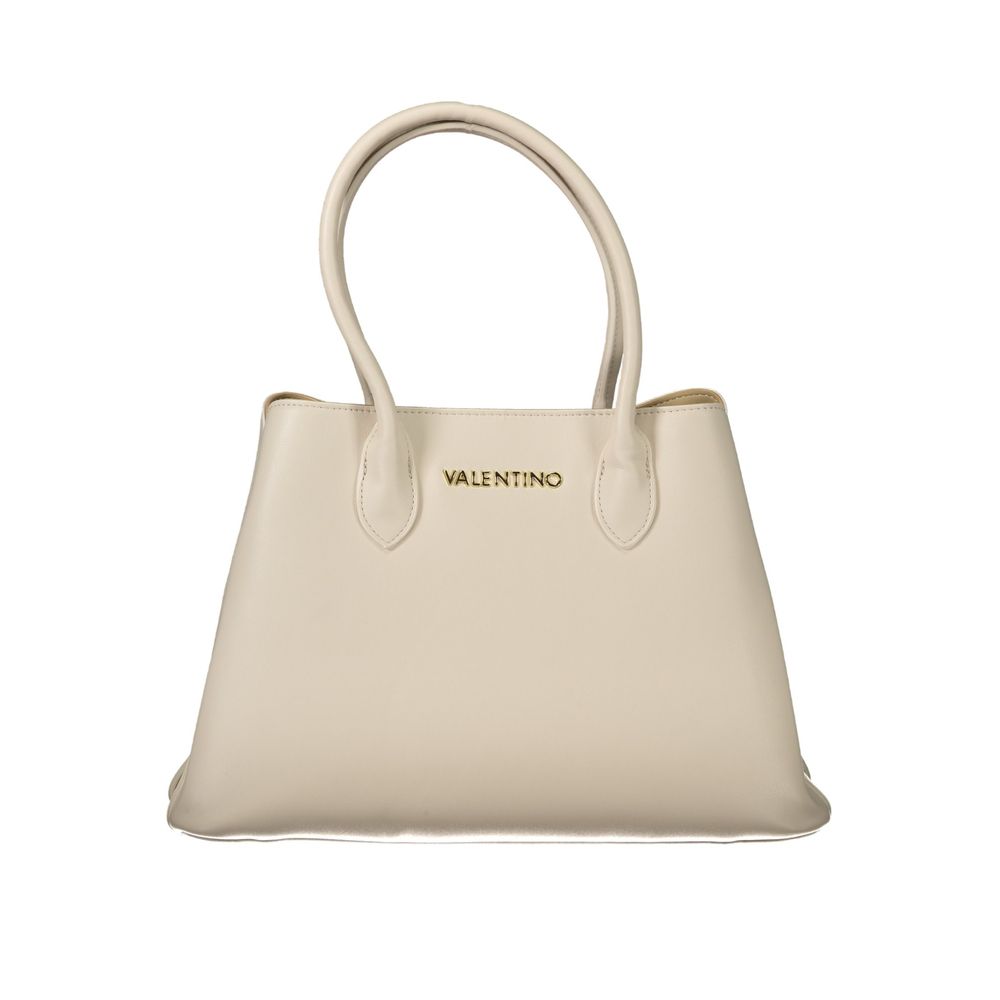 Mario Valentino Beige Polyethylene Women Handbag with detachable strap and dual compartments