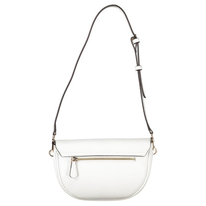 Guess Jeans White Polyethylene Women Handbag with adjustable strap, featuring a sleek design and protective feet.