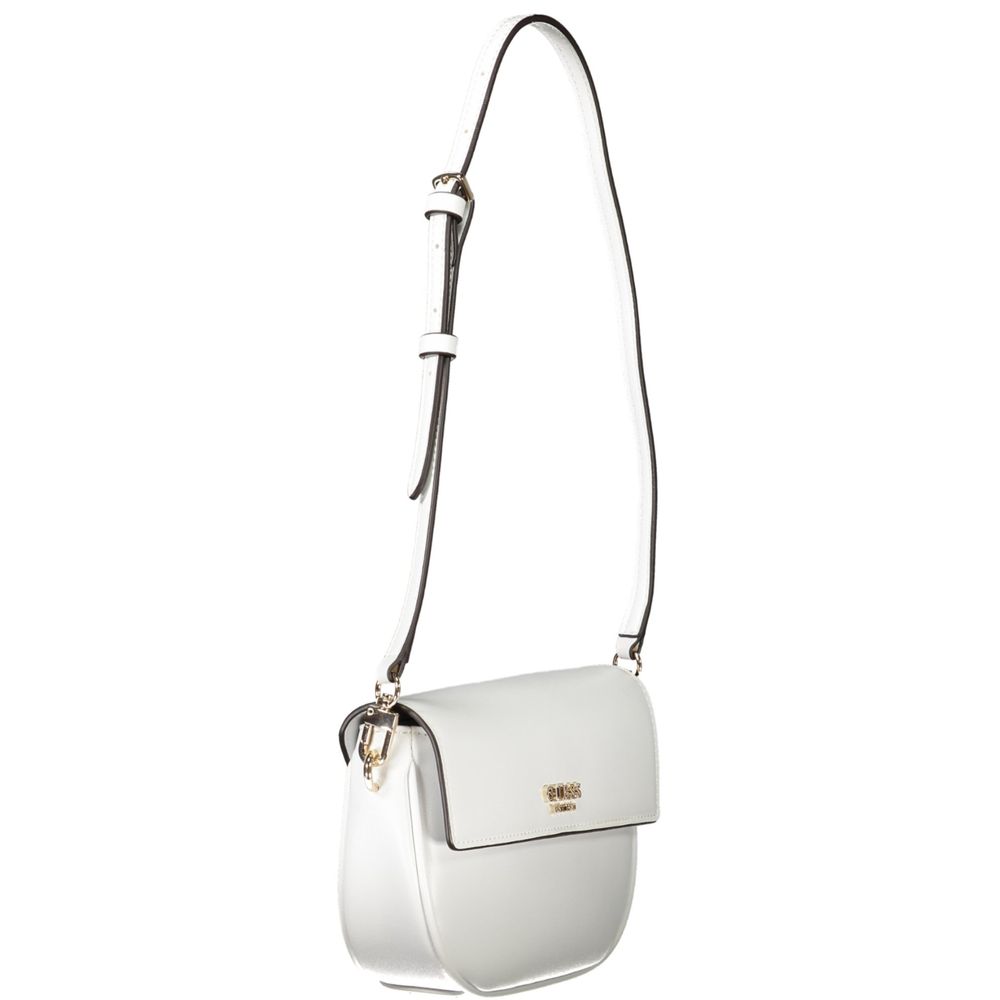 Guess Jeans White Polyethylene Women Handbag with adjustable strap and structured design.