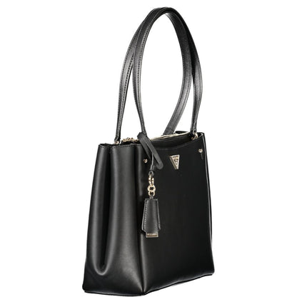 Guess Jeans Black Polyethylene Women Handbag with twin handles and sleek design