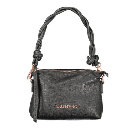 Mario Valentino Black Polyethylene Women Handbag with shoulder strap and logo, showcasing premium design and elegance.
