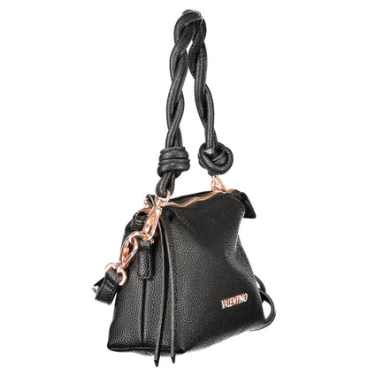 Mario Valentino Black Polyethylene Women Handbag with adjustable strap and signature logo.