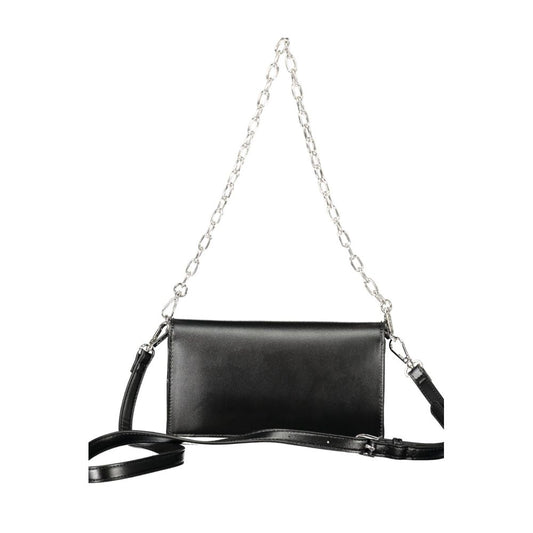 Mario Valentino Black Polyethylene Women Handbag with chain handle and detachable strap