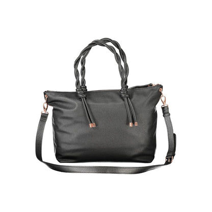 Mario Valentino Black Polyethylene Women Handbag with sturdy handles and adjustable strap