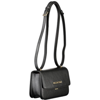 Mario Valentino Black Polyethylene Women Handbag with adjustable strap, stylish accessory with internal pockets for organized storage.