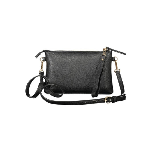 Mario Valentino Black Polyethylene Women Handbag with removable handle and adjustable strap for versatile fashion and functionality.