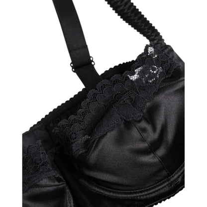 Dolce & Gabbana Black Silk Underwired Balconette Bra Underwear