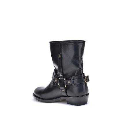 Isabel Marant Black Calf Leather Bos Taurus Ankle Boots