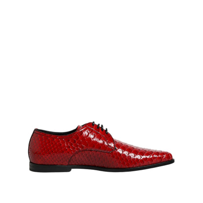 Dolce & Gabbana Red Exotic Leather Lace Up Dress Derby Shoes