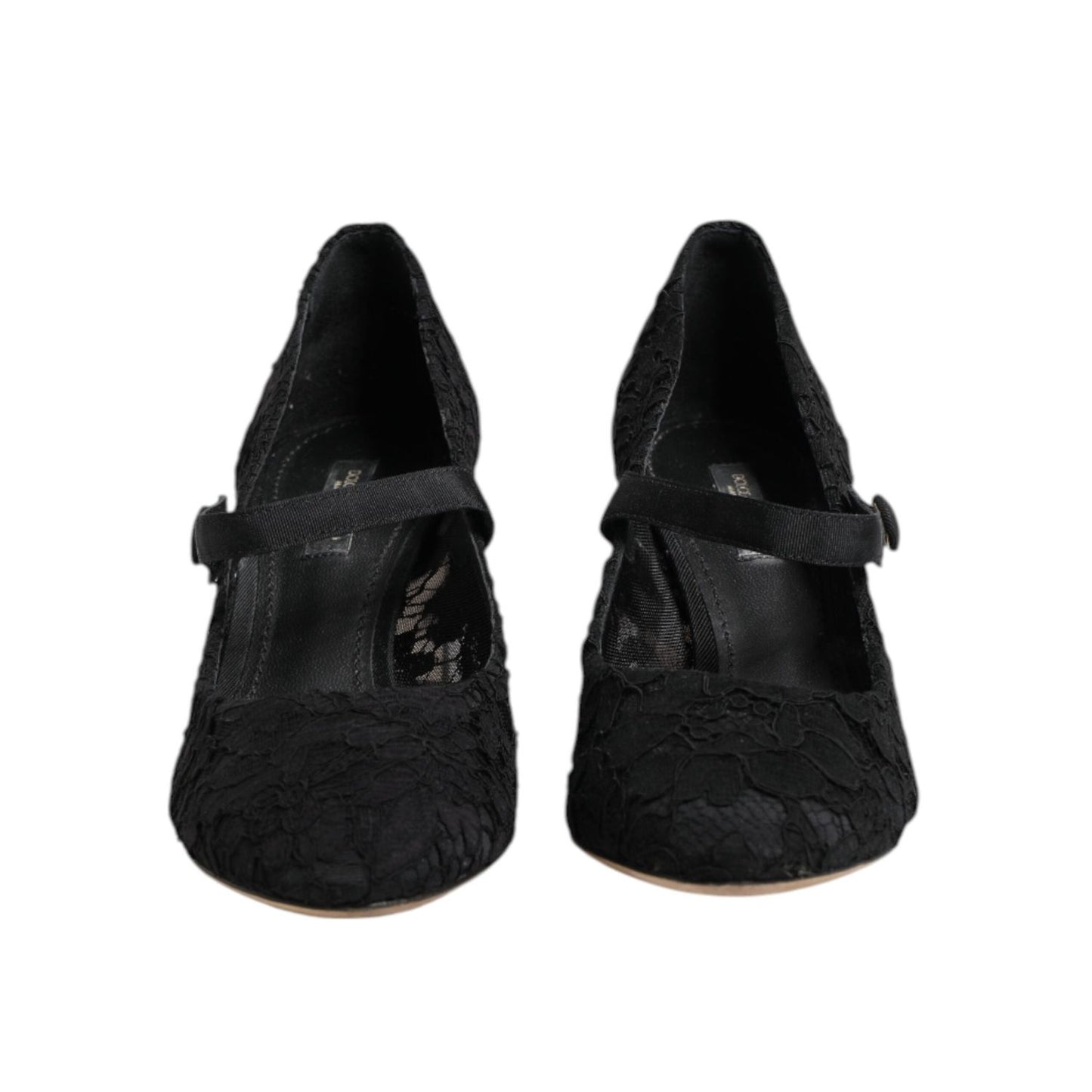 Dolce & Gabbana Black Mary Jane Taormina Lace Pumps Shoes