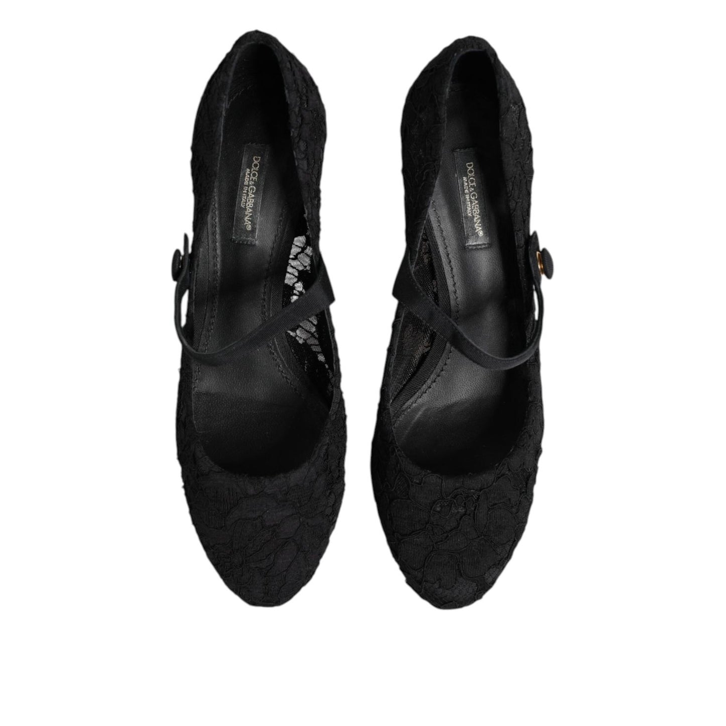 Dolce & Gabbana Black Mary Jane Taormina Lace Pumps Shoes