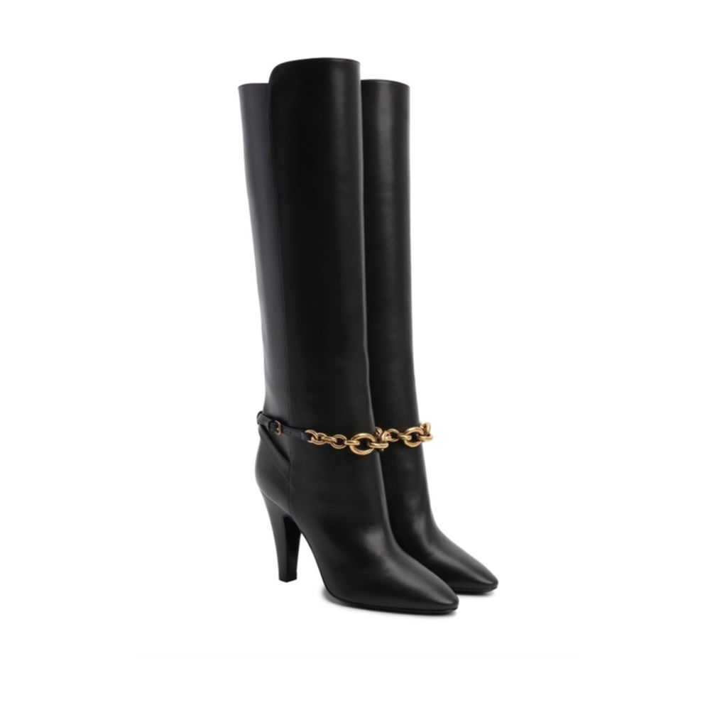Saint Laurent Black Calfskin High Heel Boots