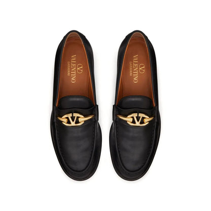 Valentino Garavani Black Calfskin Slip-On Loafers