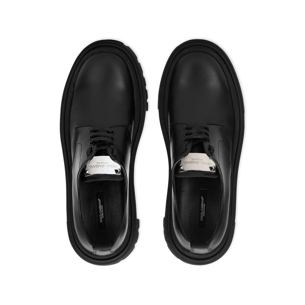 Dolce & Gabbana Black Calfskin Oxfords And Derbies