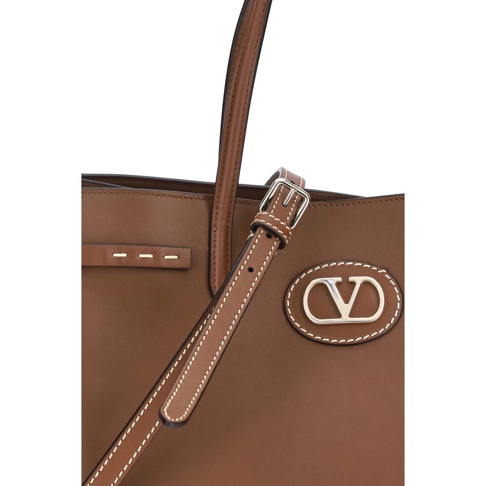 Valentino Garavani Brown Calf Leather Bos Taurus Shoulder Bag