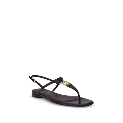 Fendi Purple Calf Leather Bos Taurus Flat Sandals