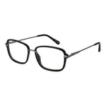 Guess Black Men Glasses Frame, stainless steel full-rim, rectangular style, demo lenses, 54mm width, with branded case included.