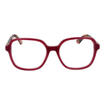 Guess Purple Women Glasses Frame in square, full-rim style with acetate material, featuring demo lenses and branded case included.
