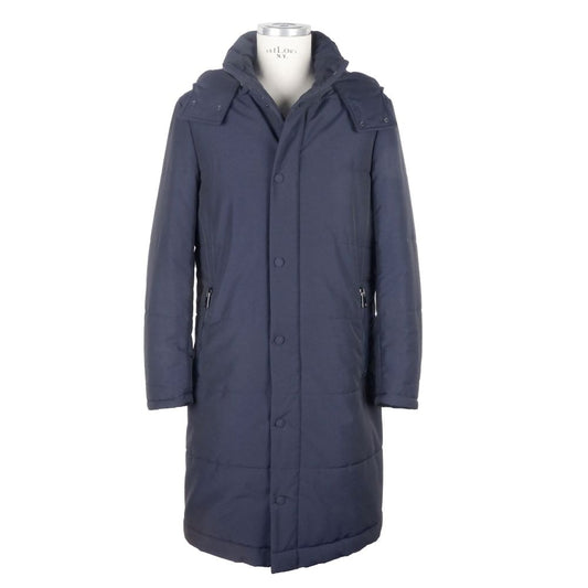 Made in Italy Blue Wool Men's Raincoat
